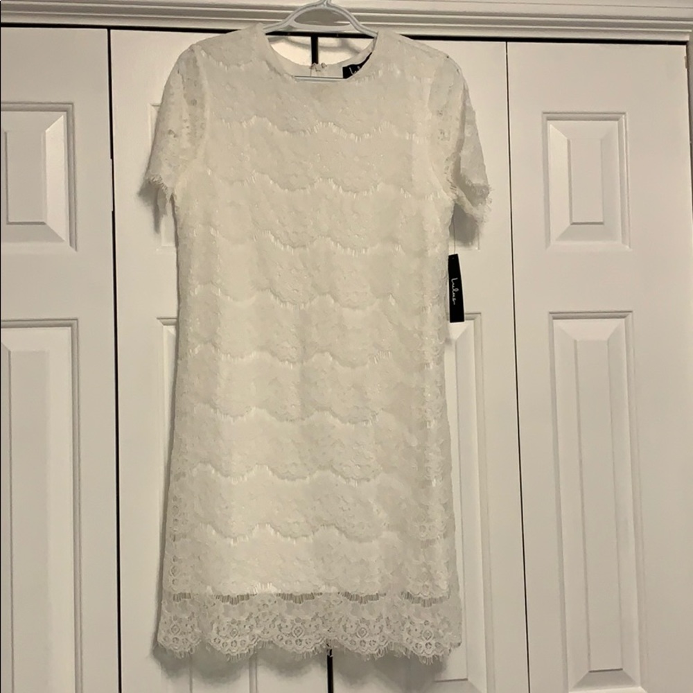 Lulus “Take Me To Brunch” Ivory Lace Shirt Dress